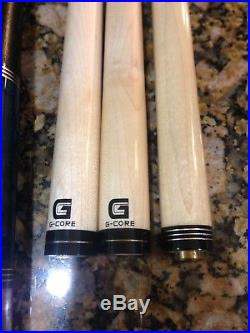 2 McDermott Pool Cues & Players cue w carrying case G-Core billiards