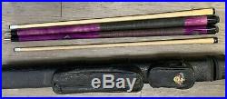 (2) VTG McDermott Pool cue Shark And Panther Leather Case