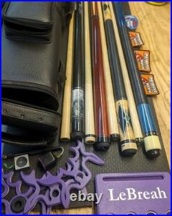 4x Pool Cues MCDERMOTT Viper Raven Action Break + Vincitore LEATHER 4x6 EUC