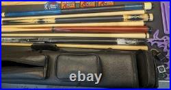 4x Pool Cues MCDERMOTT Viper Raven Action Break + Vincitore LEATHER 4x6 EUC