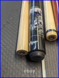 4x Pool Cues MCDERMOTT Viper Raven Action Break + Vincitore LEATHER 4x6 EUC