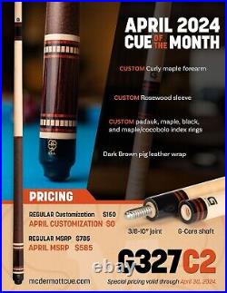 IN STOCK, McDermott G327 C2 Pool Cue with 12.5mm G-Core Shaft, FREE HARD CASE