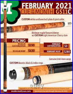 IN STOCK, McDermott GS11 C Pool Cue with 12.5 Shaft, COTM, FREE HARD CASE