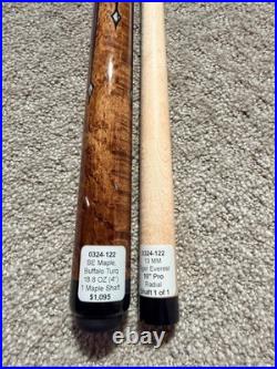 JACOBY CUSTOM POOL CUE BE MAPLE & BUFFALO TURQ 18.8OZ With 10 PRO SHAFT & CASE