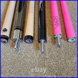 L-H20 LUCASI HYBRID, McDERMOTT STAR And NEON GRAFEX PINK POOL CUES VERY NICE