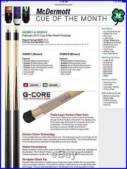 MCDERMOTT G226C1 FEB 2013 CUE OF THE MONTH Custom, 4 Points G-CORE POOL CUE