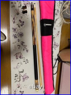 McDermott Billiard Pool Cue & Case Set, Hi-Tech Shaft, Leather Wrap, Pink/Black