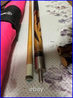 McDermott Billiard Pool Cue & Case Set, Hi-Tech Shaft, Leather Wrap, Pink/Black