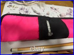 McDermott Billiard Pool Cue & Case Set, Hi-Tech Shaft, Leather Wrap, Pink/Black