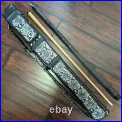 McDermott Black Maple Pool Cue With Porper's Classic 1x2 Snake Skin Case Extras
