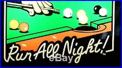 McDermott Cues Run All Night Long LIghted Billiards Sign Pool Table Sign Display