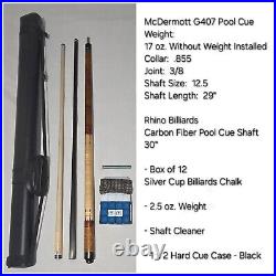 McDermott G407 Wrapless Pool Cue with G-Core Shaft & Carbon Fiber Shaft, Hard Case