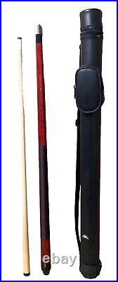 McDermott GS03 2pc Pool Cue Stick In Black Case -Tan/Red/Black