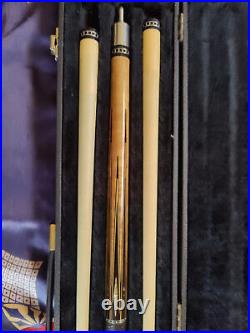 McDermott Pool Cue M2-9C Sexton Ebony Abalone Italian Leather Excellent Straight