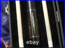 McDermott Pool Cue M2-9C Sexton Ebony Abalone Italian Leather Excellent Straight