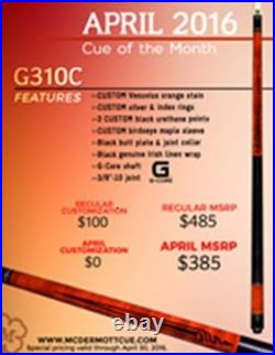 McDermott Pool Cue With One G-CORE Shaft. APRIL 2016 CUE OF THE MONTH