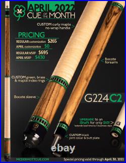 McDermott Pool Cue With One G-CORE Shaft. APRIL 2022 CUE OF THE MONTH