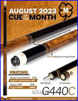 McDermott Pool Cue With One G-CORE Shaft. AUGUST 2023 CUE OF THE MONTH