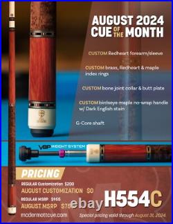 McDermott Pool Cue With One G-CORE Shaft. AUGUST 2024 CUE OF THE MONTH