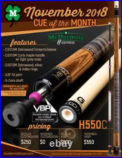 McDermott Pool Cue With One G-CORE Shaft. NOVEMBER 2018 CUE OF THE MONTH