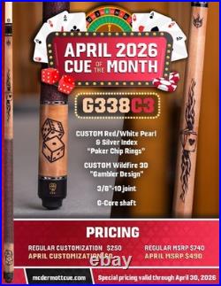 McDermott Pool Cue with One G-CORE Shaft. April 2026 CUE OF THE MONTH