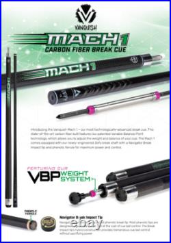McDermott Vanquish Mach 1 Carbon Fiber Break Pool Cue Linen Wrap FREE Hard Case