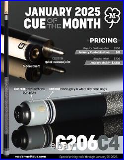 Mcdermott G206c4 Pool Cue Of Month 12.50 G Core USA Made New Ships Fre Free Case