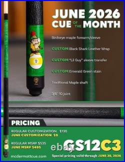 Mcdermott June Cue Of Month Gs12c3 Pool 12.5mm Tip USA Mde Ships Free Free Case