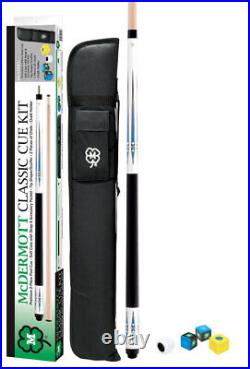 Mcdermott KIT5 Classic White Paint Pool/Billiard Cue Kit Soft Case/Chalk & More