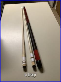 Mcdermott USA E-B5 M-G05 Red Stain Pool Cue 2 Shafts Straight Clean Nice