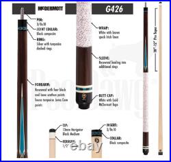NEW McDermott G426 Pool Cue Rosewood & Turquoise 19oz