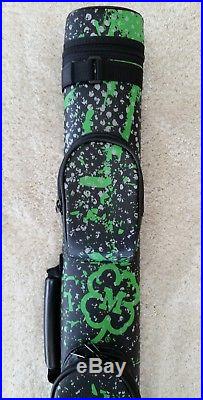 New McDermott 2x2 Green Grunge Hard Pool Cue Case, IN STOCK READY TO SHIP