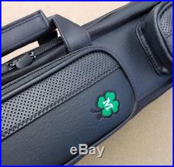 New McDermott Pool Cue Case, Soft 2x4, Butterfly Case, Black With Green Clover