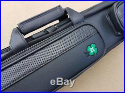 New McDermott Pool Cue Case, Soft 2x4, Butterfly Case, Black With Green Clover