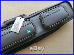 New McDermott Pool Cue Case, Soft 4x8, Butterfly Case, Black With Green Clover