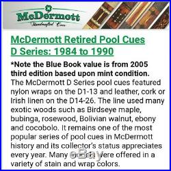 Retired McDermott pool cue model D-10