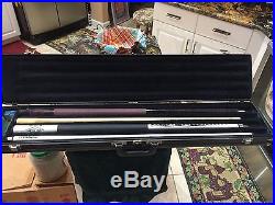 Two pool cues in leather case. Mcdermott E-B7 retired and Sportcraft Titanium