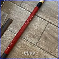 Vintage McDermott 1990s Red Pool 2 Piece Cue Stick Irish Linen Upgrade with Case