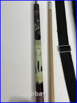 Vintage McDermott Pool Cue Lone Wolf Purple Linen Wrap With McDermott Bag SEE Vintage McDermott Pool Cue Lone Wolf Purple Linen Wrap With McDermott Bag SEE