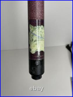 Vintage McDermott Pool Cue Lone Wolf Purple Linen Wrap With McDermott Bag SEE Vintage McDermott Pool Cue Lone Wolf Purple Linen Wrap With McDermott Bag SEE