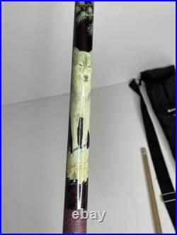 Vintage McDermott Pool Cue Lone Wolf Purple Linen Wrap With McDermott Bag SEE Vintage McDermott Pool Cue Lone Wolf Purple Linen Wrap With McDermott Bag SEE