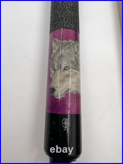 Vintage McDermott Pool Cue Wolf Print Linen Wrap Retired with Case Rare Purple