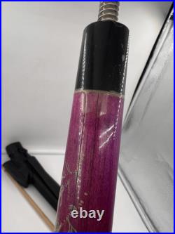 Vintage McDermott Pool Cue Wolf Print Linen Wrap Retired with Case Rare Purple