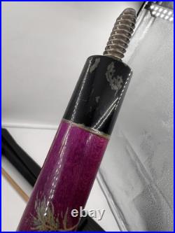 Vintage McDermott Pool Cue Wolf Print Linen Wrap Retired with Case Rare Purple