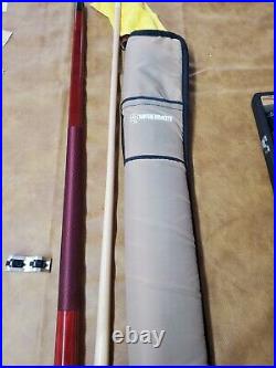 Vintage McDermott Red Maple Birdseye 2 Piece Pool Cue Wrapped withSoft Case